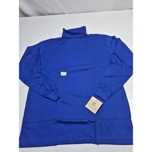 VTG J.J. Cochran Shirt Mens XL Blue Turtleneck Long Sleeve 100% Cotton Made USA